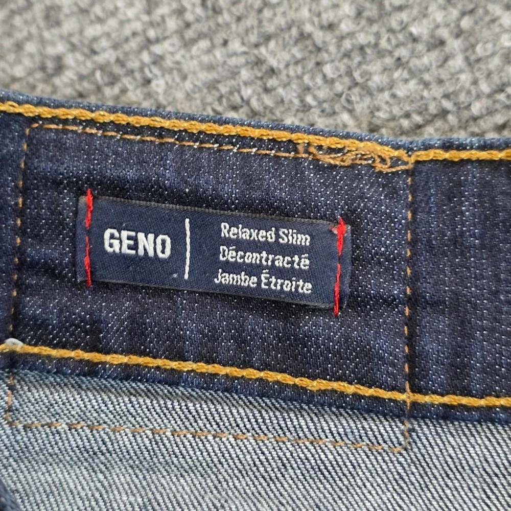True Religion Geno Relaxed Slim Jeans Men 34X33 Dark Blue No Flap Stitch Stretch
